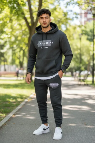 Trening barbati slim fit gri, Pantaloni + Hanorac, vatuit 12105 I3-3.1